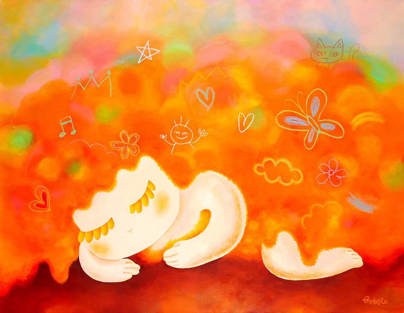 Gobsle_Dream of Orange Girl,Acrylic on canvas,oil pastel,116.8x91cm,2025,250만원 - 이민영